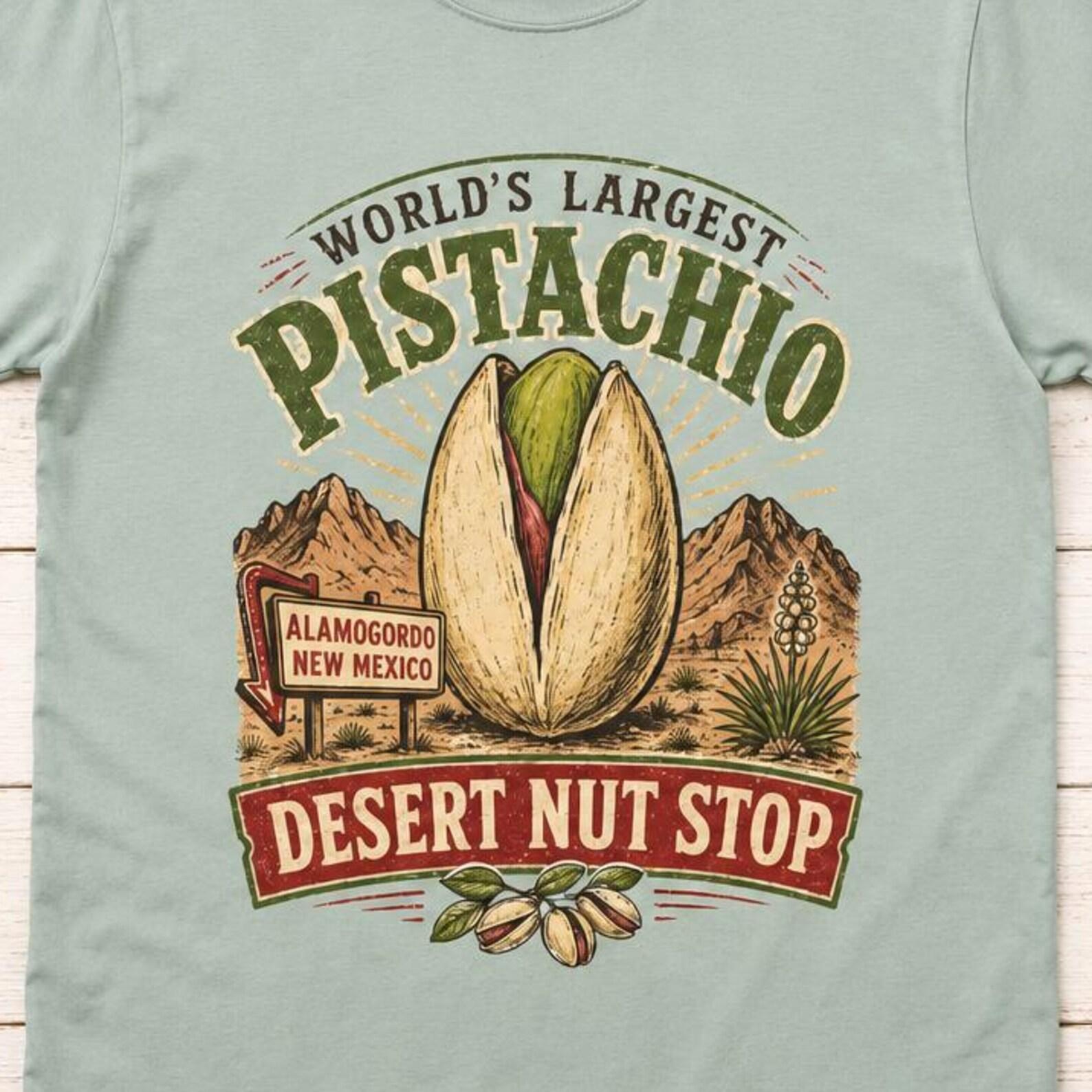 Worlds Largest Pistachio Shirt, Alamogordo New Mexico Tee, Desert Nut Stop Roadside Attraction, Vintage Southwest Travel Gift 4XL