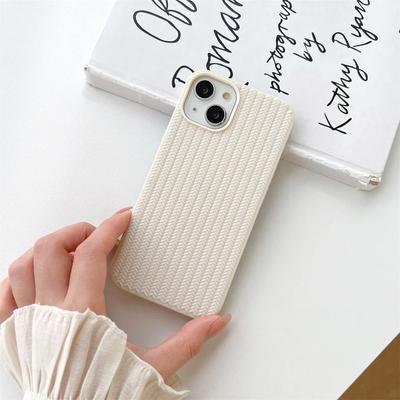 Simple Solid Color Woven Braid Pattern Phone Case For iPhone 16 Pro Max 15 14 Plus 13 12 11 Soft Protective Shockproof Cover