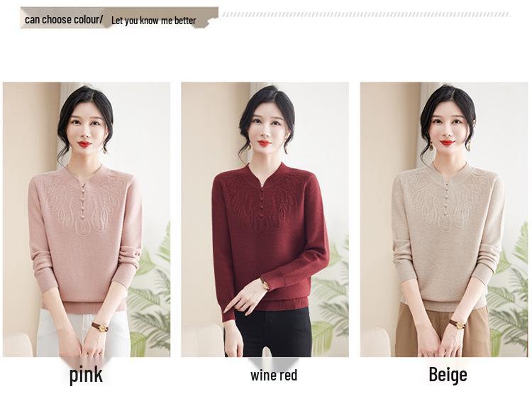 Autumn 2026 Women's Chinese-Style Knitwear: Fashionable Mother's Top and Sweater Set