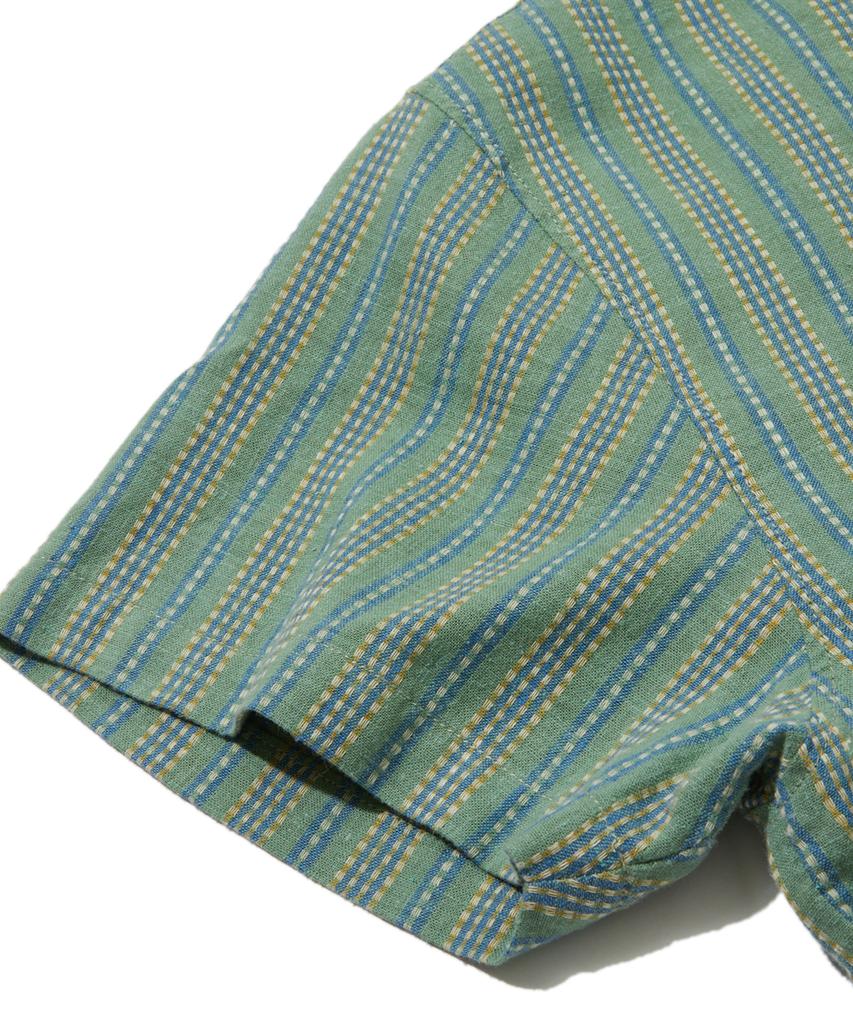 PENFIELD Hemp Blend Resort Open Collar Short Sleeve Shirt Green_Fs2Wr21U
