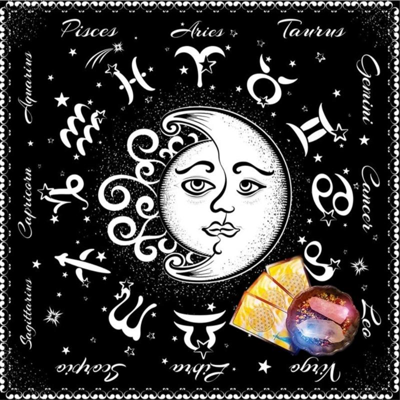 Astrology Tarots Table Altar Cloth Metaphysical Board Game Mat Pendulum Divinations Altar Tablecloth Board Game Card Pad