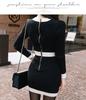 2023 Herbst/Winter Koreanischer OL Slim-Fit Colorblock Strickpulloverkleid