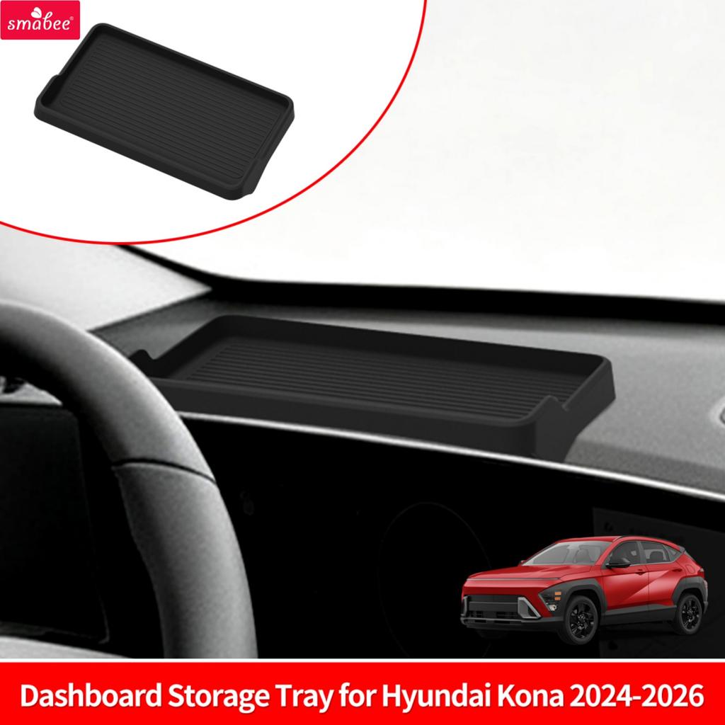 Smabee Left Drive for Hyundai Kona NQ5 2024-2026 Car Dashboard Storage Tray Silicone Display Screen Rear Box Organizer