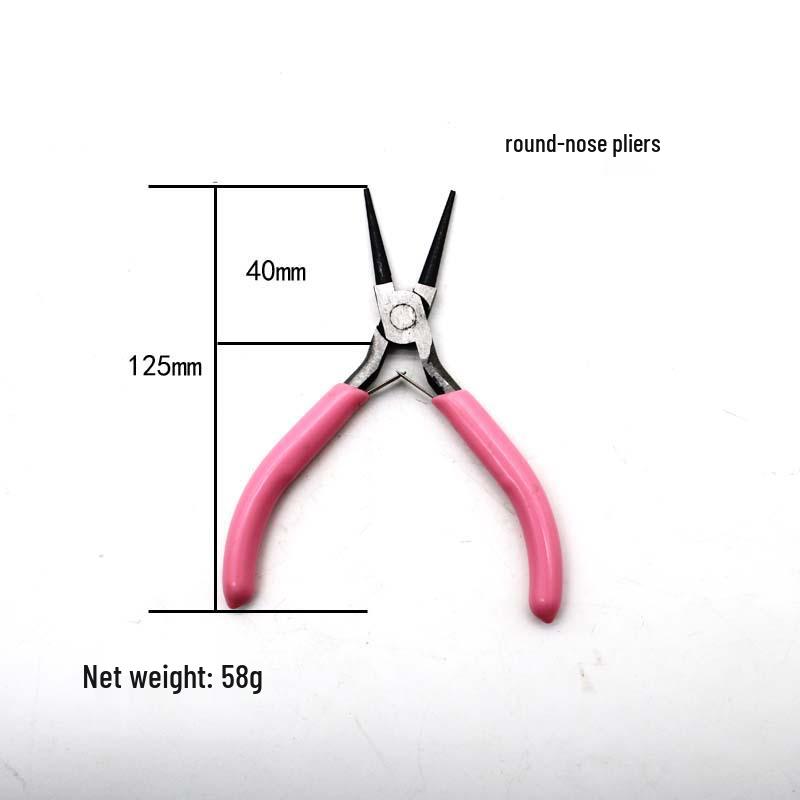 4.5-inch Pink Multi-Functional Jewelry Pliers: Round Nose, Diagonal Cutting, Mini Needle Nose.