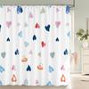 Romantic Heart-Print Shower Curtain with Hooks  Sweet Decor for Bathrooms, Reinforced Eyelets & Easy To Clean