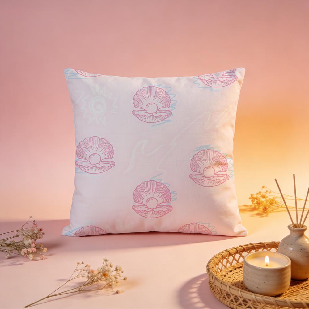 Shiny Coastal Seashell Design Cushion Cover Comfortable Durable Pillow Cover MultiScene for Home Office Car Sofa