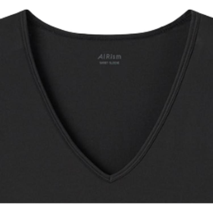 UNIQLO Cool Dry V-Neck Short Sleeve T-Shirt Men tops Black 454311-09