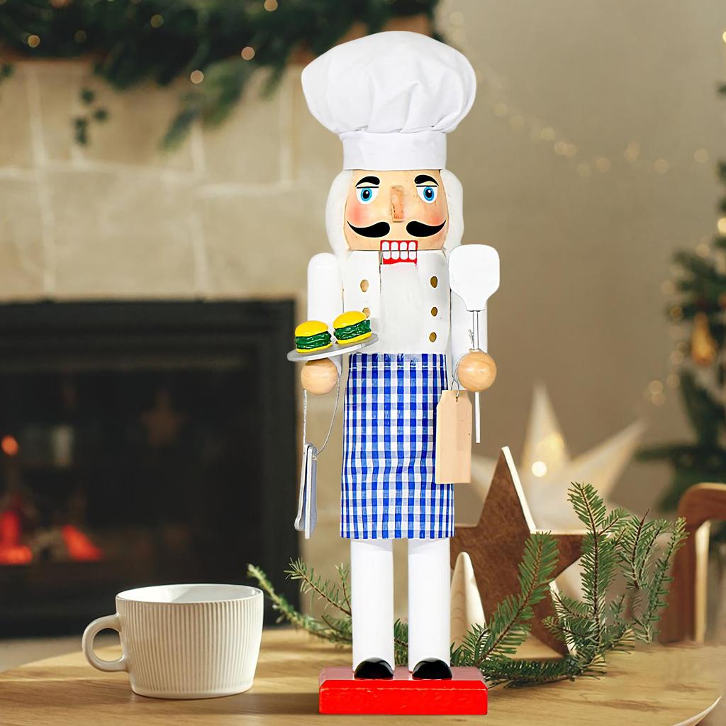Christmas Nutcracker Chef 14 Inch Nutcracker Desktop Ornaments With Chef Hat Holiday Collectibles For Table Centerpiece