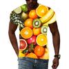 Summer Round Neck 3D Fun Fruit Pattern Print Top Fashionable Casual Short Sleeved Men's T-shirts