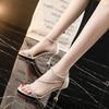 French Small Sandals Girl 2025 New Summer Stiletto with Skirt Rhinestones Word with Temperament High Heels Fairy Style
