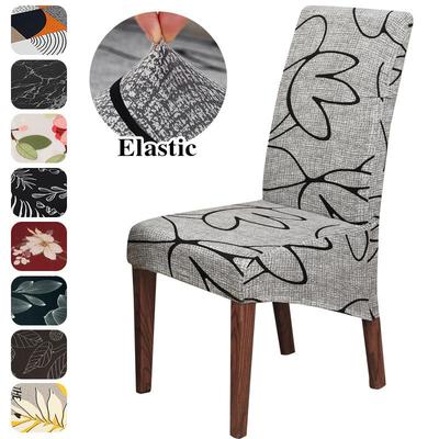 Printed Elastic XL Size Chair Cover Stretch Long Back Seat Covers With Back Chair Cover for Dining Room Hotel Banquet Home Decor