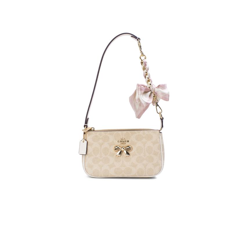 

COACH shoulder bag [Customized bag] Nolita Yiduo casual and versatile simple pearl metal decoration tassel pendant Butterfly shadow and fragrance золотий