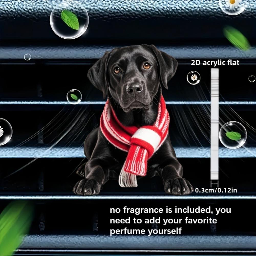 

2D flat scarf dog car vent clip decorative diffuser (fragrance not included), car interior decoration, aromatherapy clip, ideal for holiday gifts 6CM