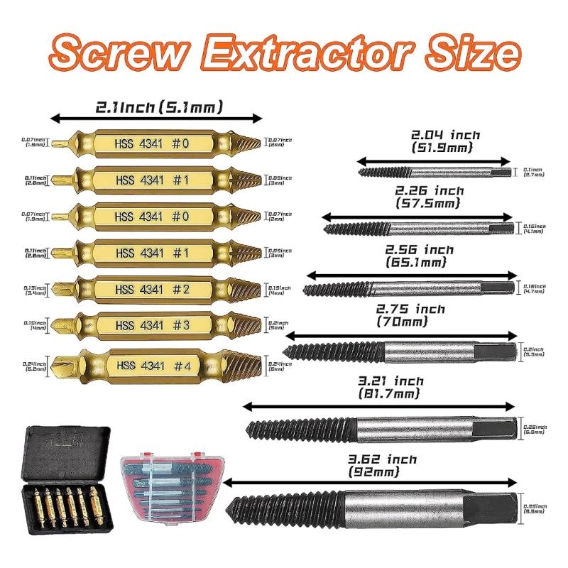 12PCS Damaged Screw Extractor Set, Material Stripped Screw Kit and 6 Damaged Bolt Water Pipe Remover Set for Thread