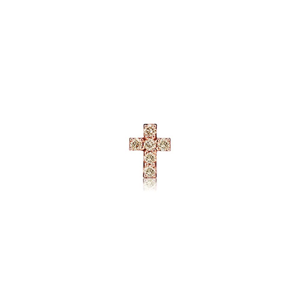 Roseedor Brown Petite Cross Diamond Single Piercing_211600361