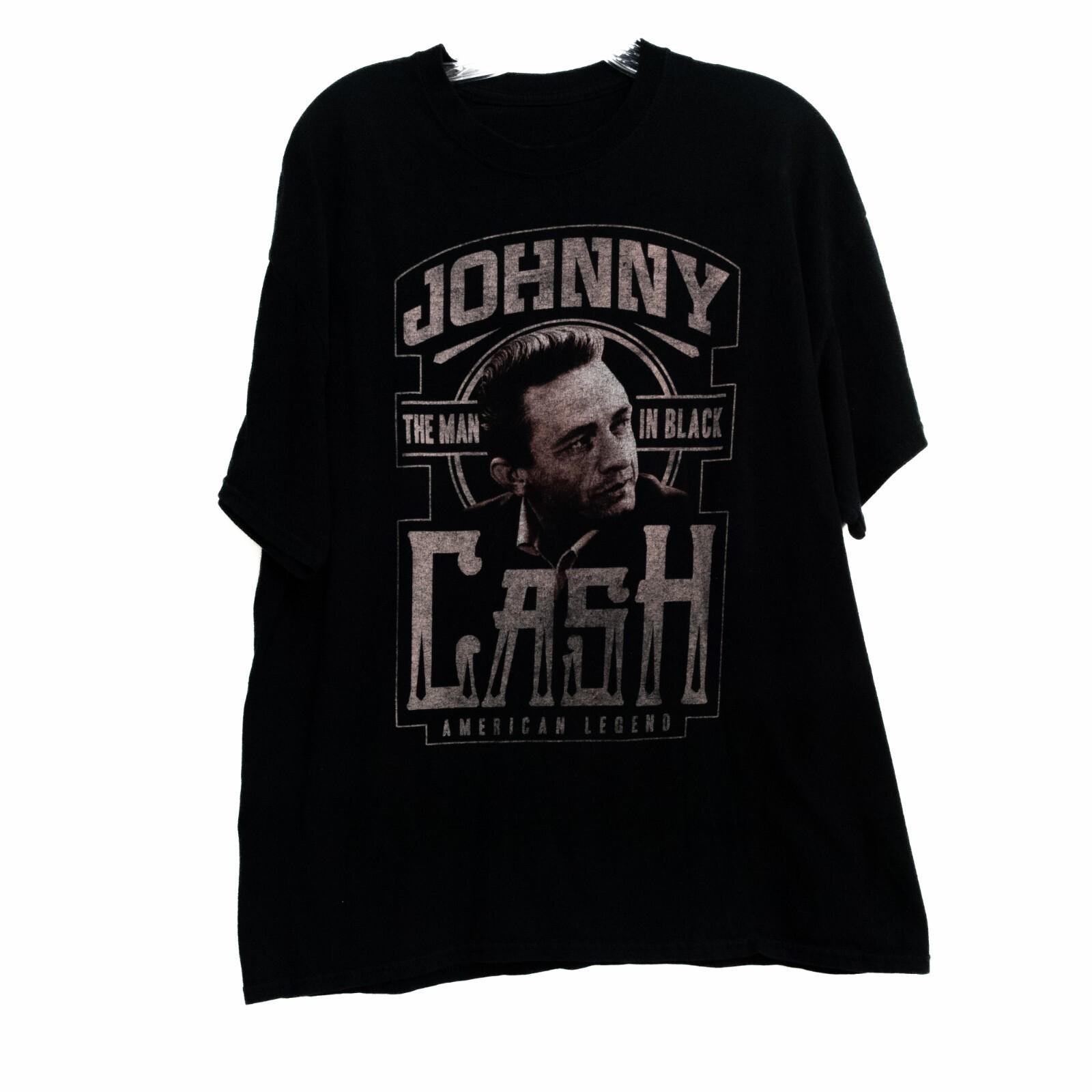 Johnny Cash The Man In Black American Legend Mens Black T-Shirt Cotton Size XL XXL