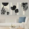 3pcs Canvas Print Wall Art Geometrid Plant Collage Abstract Shapes Illustrations Mid Century Modern Art Neutral Boho Decor No Fr