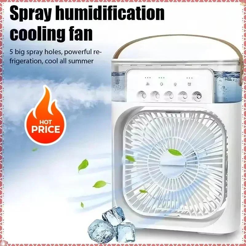 Mini přenosný chladicí ventilátor s USB nabíjením, klimatizace s vodní mlhou, LED noční světlo pro domácí kancelářský stůl, zvlhčovač