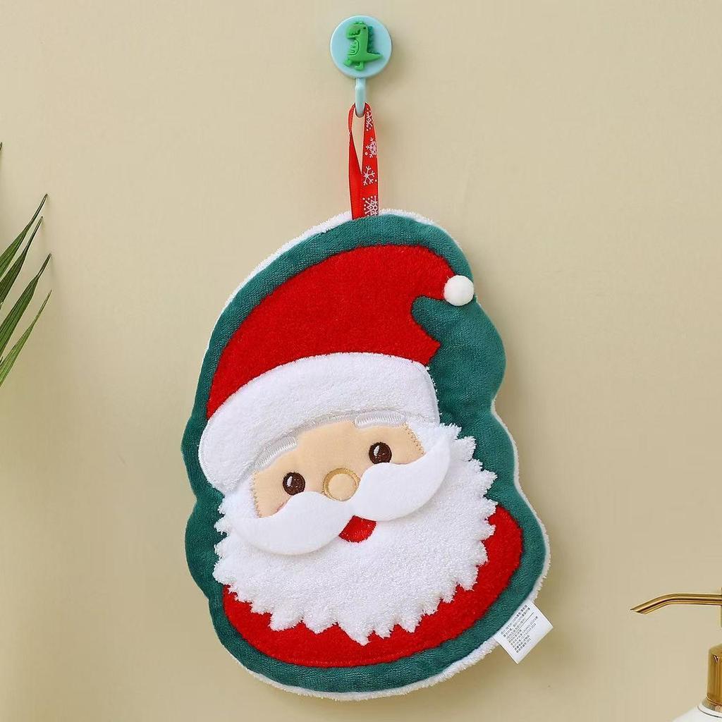 Cartoon Christmas Hand Towel: Cute, Thickened, Absorbent Kitchen & Bathroom Towel for Kids