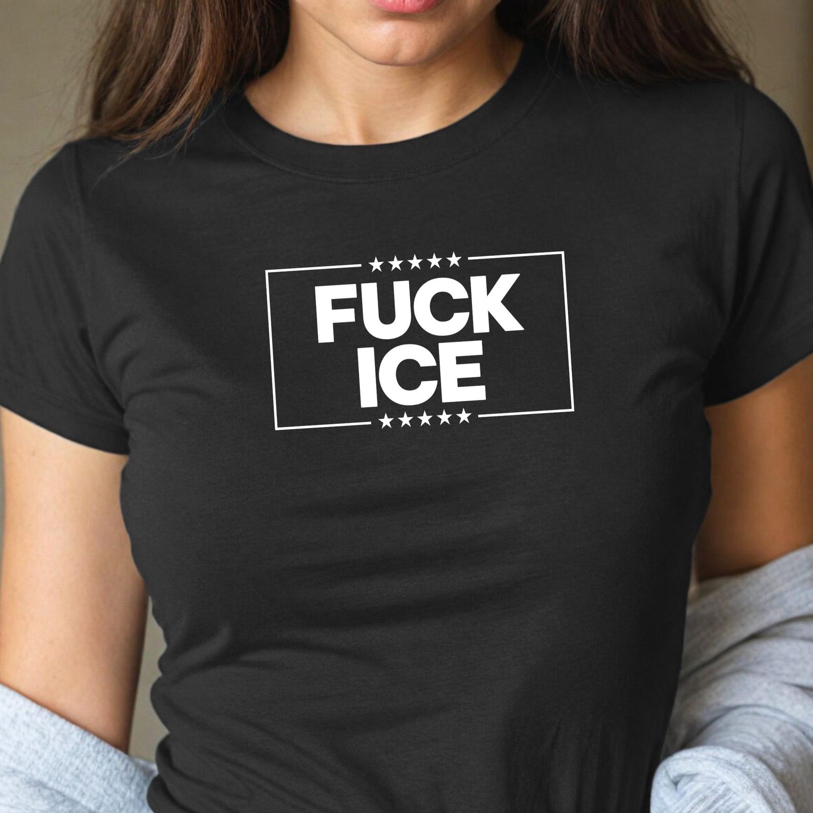FUCK ICE - Y2K Baby Tee: Anti Trump 90s Style Crop Top, Political Protest Shirt 2XL