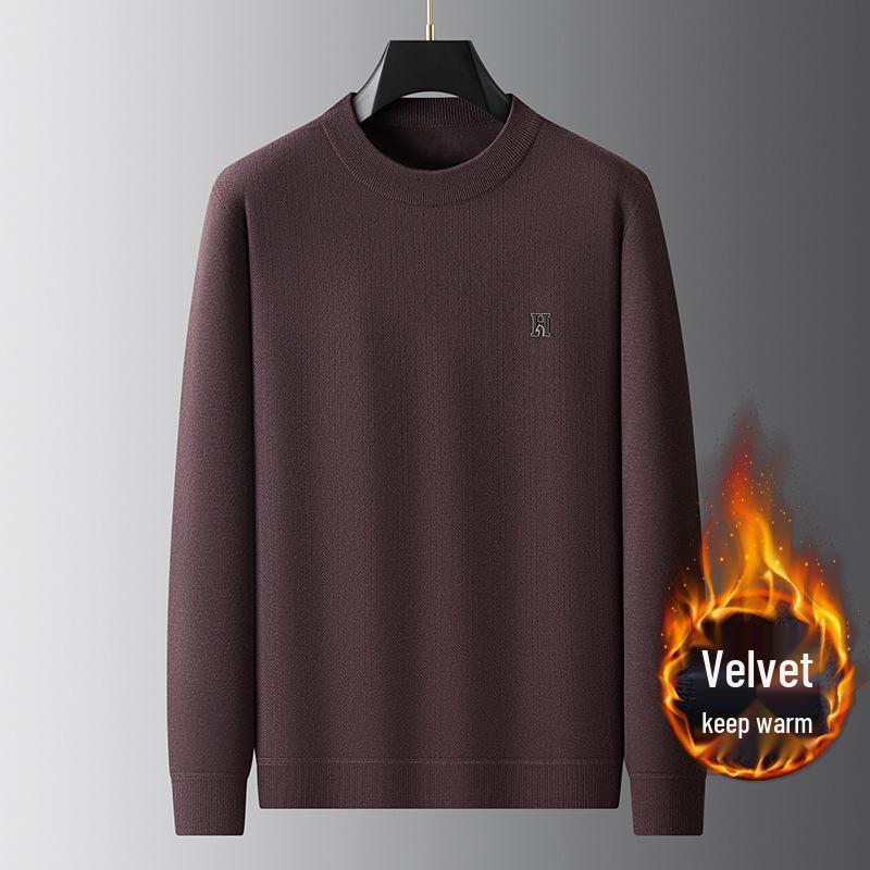 

Fat Brother 2025 Men s Plus Size Velvet Lined Winter Sweater L вина червоного кольору