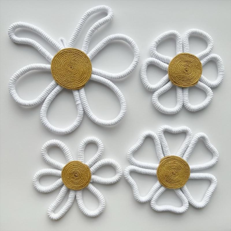 62KD 4PCS/Set Flower Wall Hanging Nursery Decoration Wall Hanging Rope Flower Set