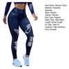 Women Pants High-Elastic Tight-Fit Fabric Imitation Jeans Leggings with Pockets Printing Ergonomic Tailoring Yoga Pants