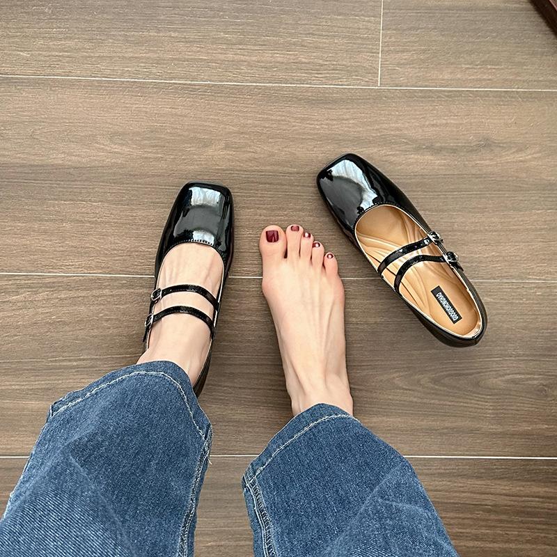 Fashion Square Toe Women Elegant Mary Jane Shoes Ladies Fashion Thick High Heel Women's Shallow Red Ballerinas Party Shoes