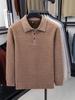 Men's Solid Mink Fleece Polo Sweater - Warm, Thick Lapel Shirt for Autumn/Winter