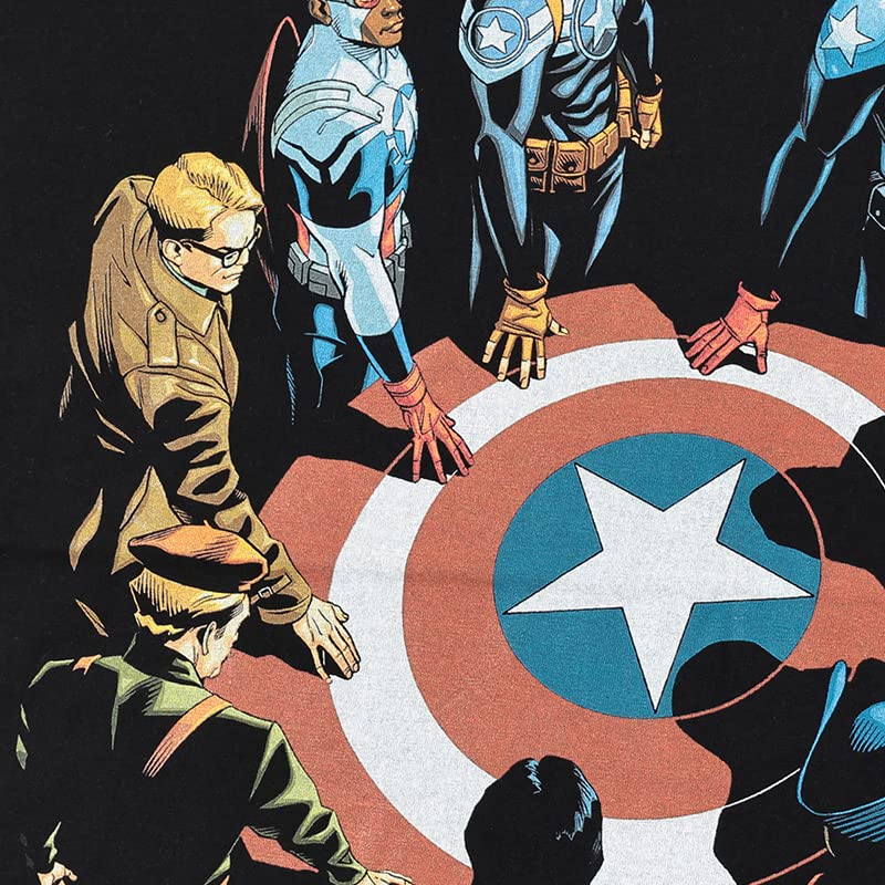 EVERSOUL Marvel Short Sleeve T-Shirt, Captain America, Avengers, Iron Man, Venom, Hulk, Birthday Gift, Men's, Black, XL Size [Parallel Import]