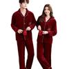 Luxury Red Island Velvet Couple Pajamas - Thick, Warm Coral Fleece Set for Autumn/Winter Weddings and Anniversaries