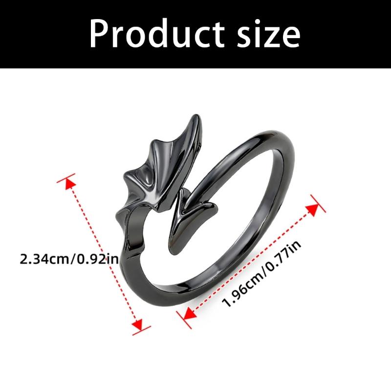 Unique Adjustable Gothic Wing Rings For Couples Angelic Devil Designs Alloy Open Jewelry Matching Accessory