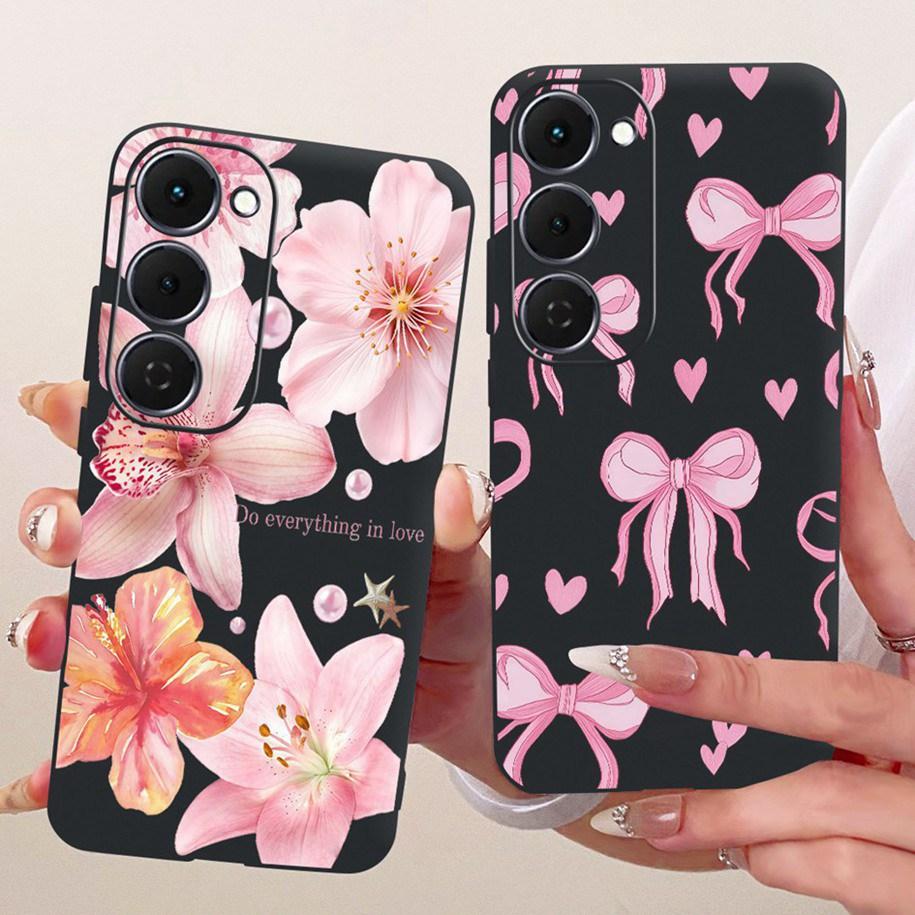 Case For Tecno Spark 40 Pro 40Pro+ 4G Cover Fashion Flower Phone Case Slim Black Silicone Soft Cover For Tecno Spark40 40C Shell