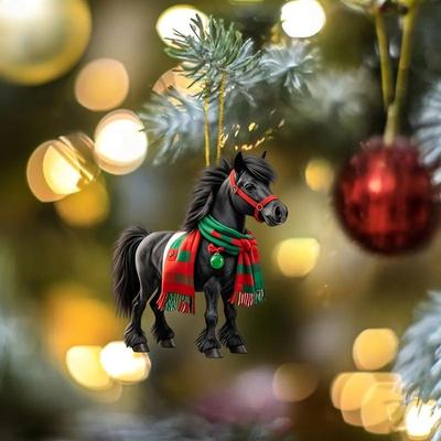 1/3 Stück Elegantes Weihnachts-Pferd 2D Acryl Dekorationen zum Aufhängen an Weihnachtsbäumen als Weihnachts-Heimdekorationen Weihnachtsfeier Geschenke