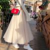 Women's Spring and Summer Tulle Half Skirt Puffy Skirt High-Waisted Slimming Tulle Long Skirt Flared A-Line Skirt