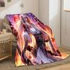 Samurai Woman Under Red Moon Print Blanket Soft and Cozy Perfect for the Living Room Bed Sofa or a Nap,gift