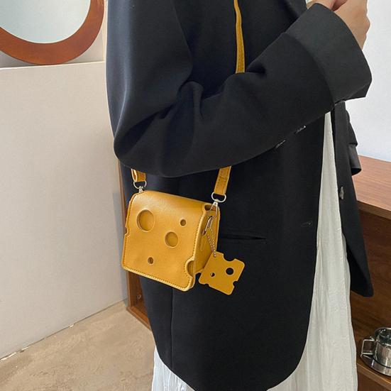 Bolso Bandolera de Bloque de Queso Lindo Triángulo Cuadrado Cartera de Queso Bolso Pequeño Bandolera con Correa Ajustable para Monedas Llaves Pintalabios