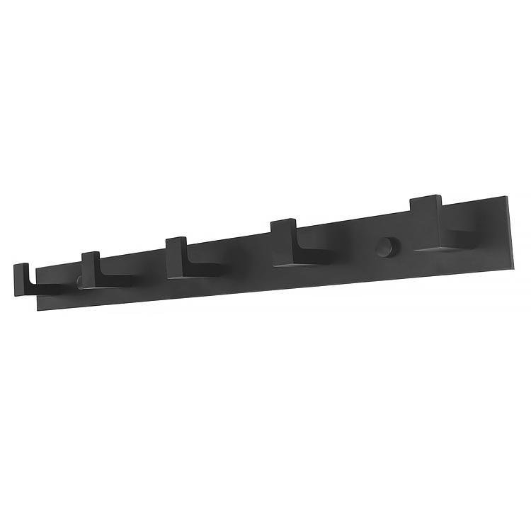 Wall Towel Rack With 5 Hooks - Black