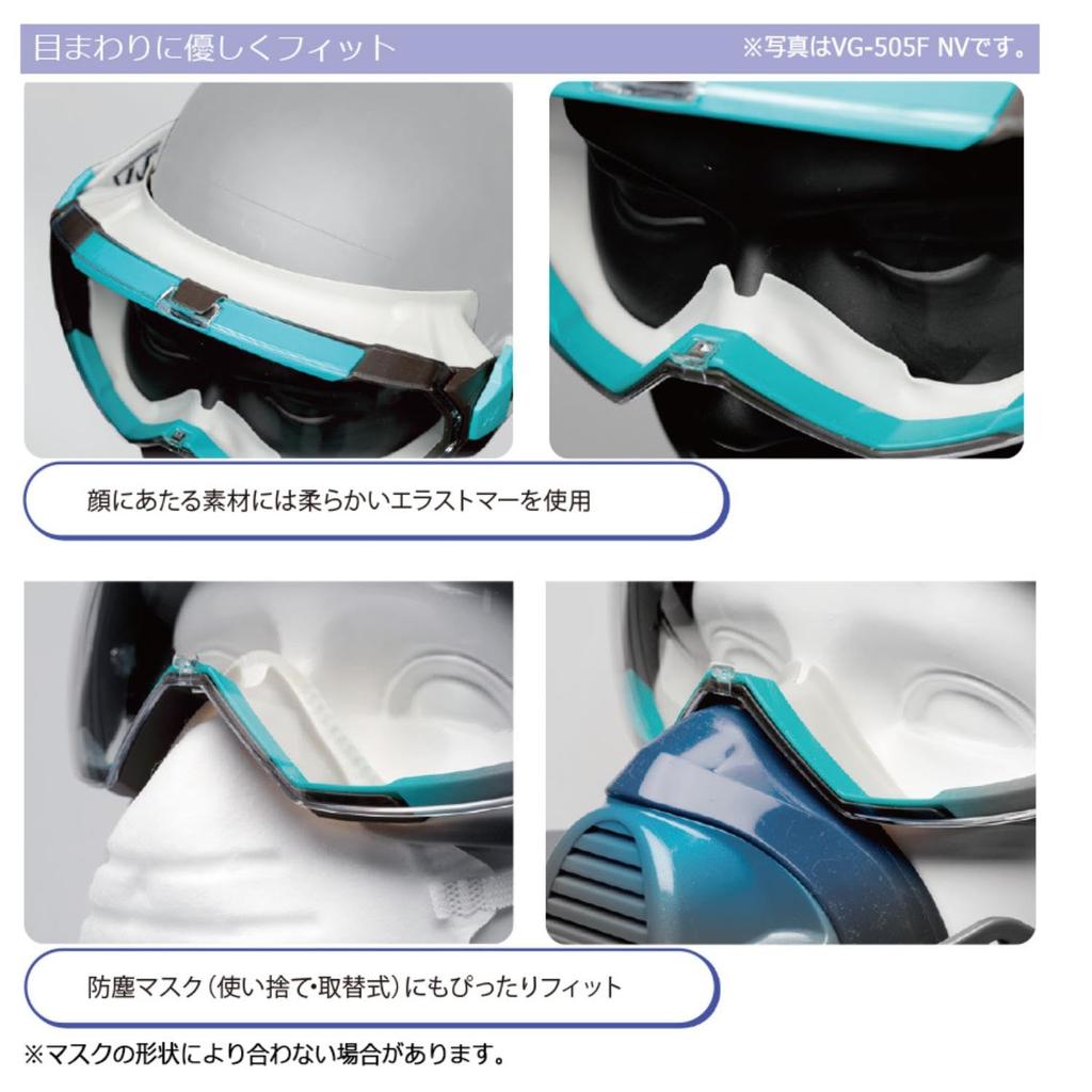 Vision Verde Safety Glasses VG505F Goggles with ventilation UV can be worn over regular [Midori Anzen] holes, double-sided anti-fog, cut, glasses.