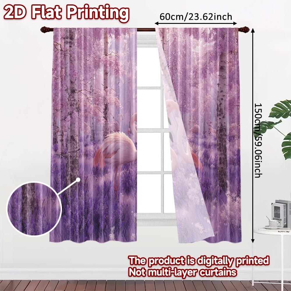 Set Of 2 Flat Printing Curtains Without Rod Pink Paradise Holiday Printed Yarn Decorations Outdoor Curtain Polyester