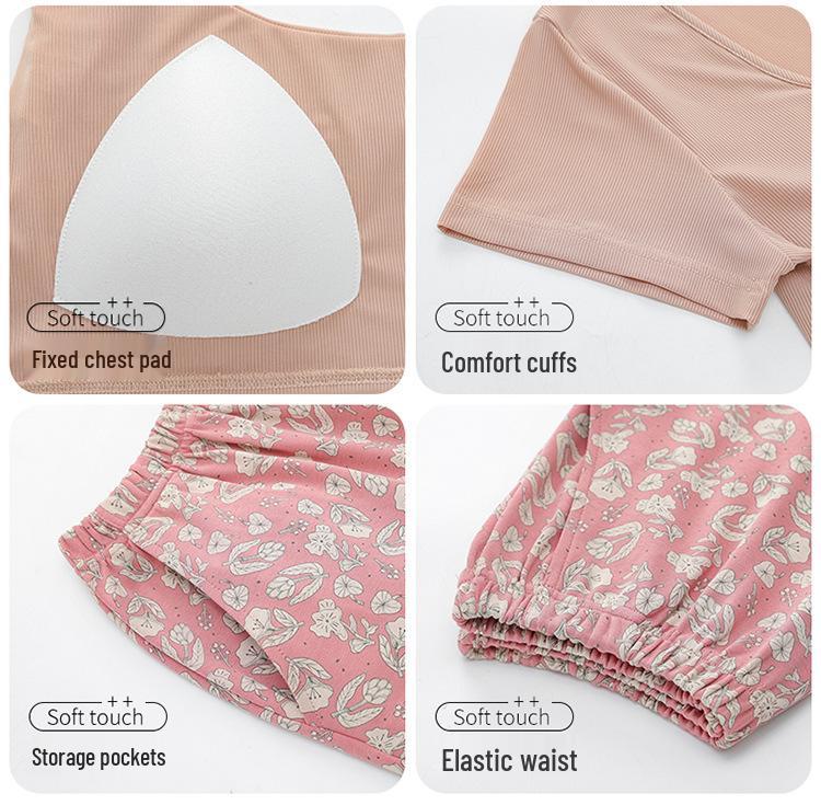 Women's Stylish Modal Short Sleeve & Long Pants Summer Lounge Set