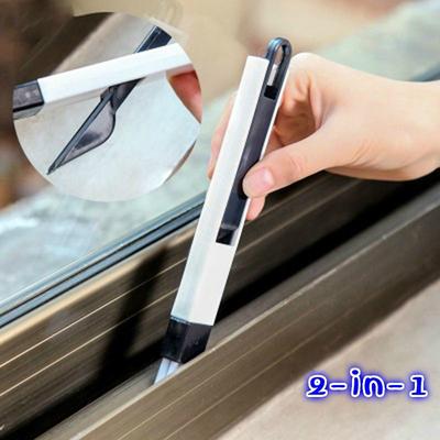 Escova de limpeza de ranhuras de janela de canto dobrável 2 em 1