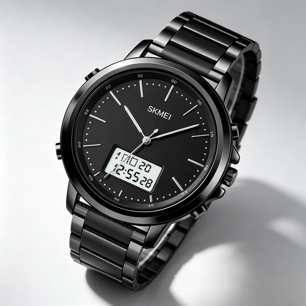 Men's Watch SKMEI Leather Strap 50M Waterproof LED Backlight 1652