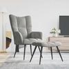Vidaxl Armchair with Footstool, Light Gray, Upholstered In Velvet