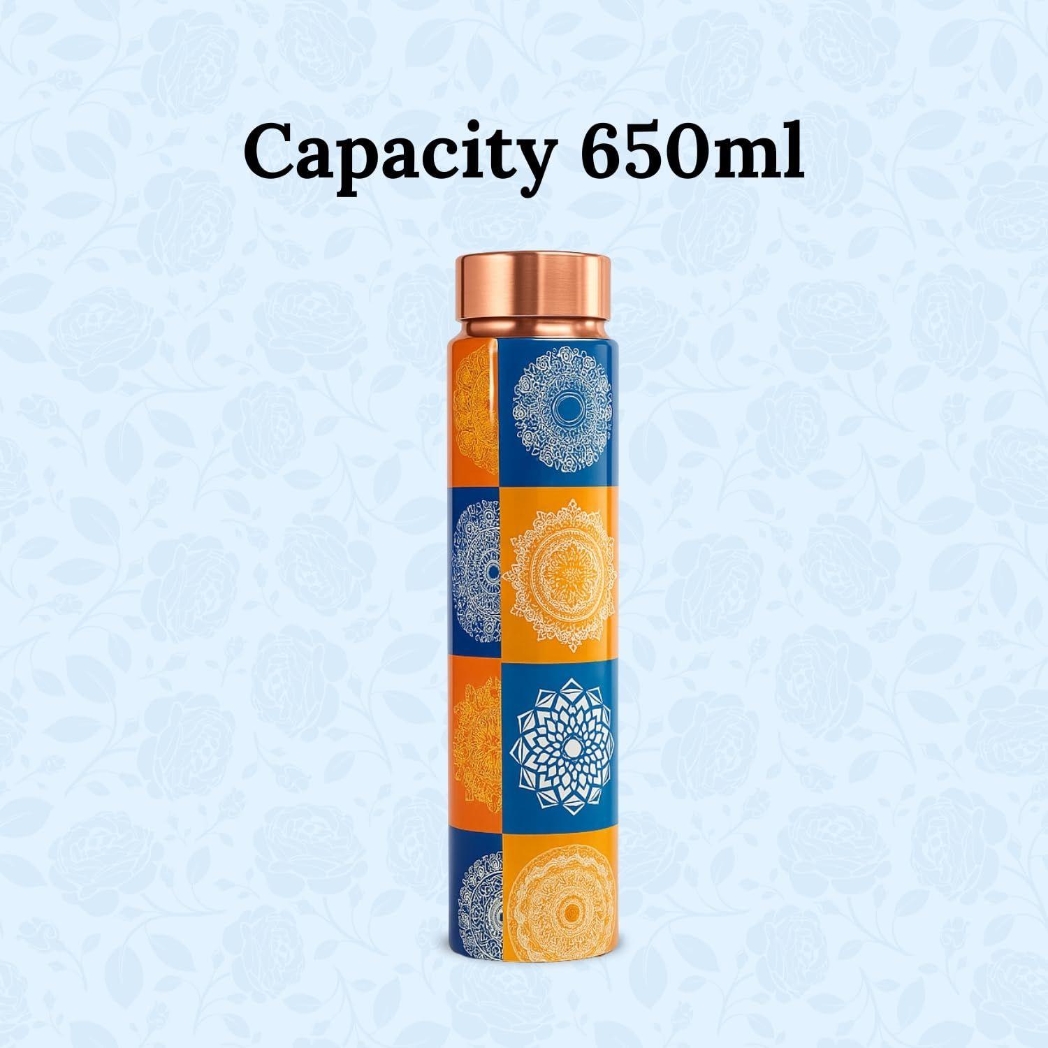 

Бутылка для воды из чистой меди (650 мл), Герметичная, Бутылка для воды из чистой меди, Бутылки Тамба, Подлинная медная бутылка, Прочная медная бутылка (Разноцветный)