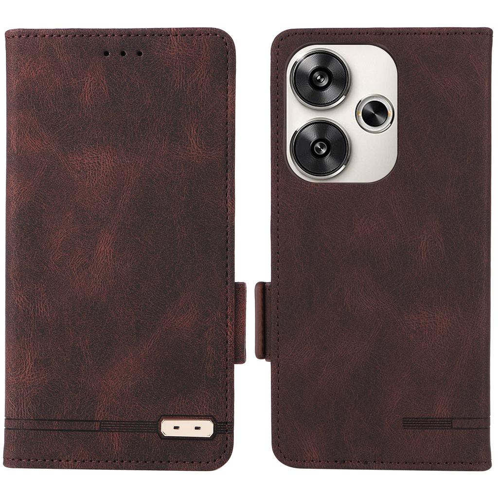 For Xiaomi Poco F6 5G/Redmi Turbo 3 5G Case Leather Phone Cover Hardware Decor Folio Book Wallet