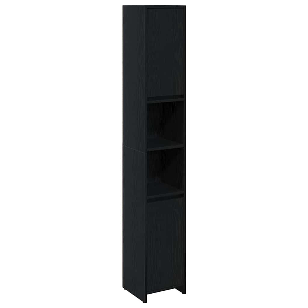 Bathroom Cabinet Black Oak Effect 30 x 30 x 183.5 cm
