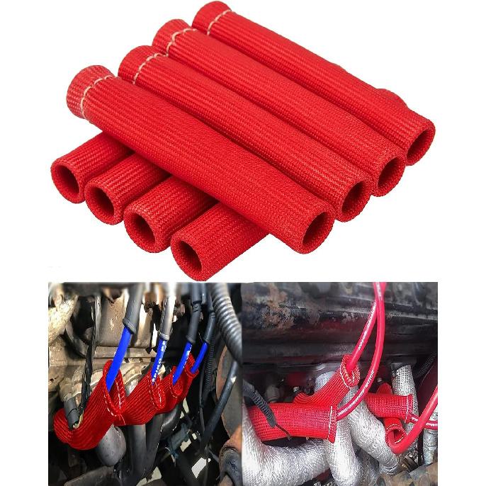 Spark Plug Wire Heat Shield - 8 PCS 2500° Spark Plug Heat Sleeve, 6 Inches Spark Plug Wire Boots Protector Protection Cover Replacement for LS1 /