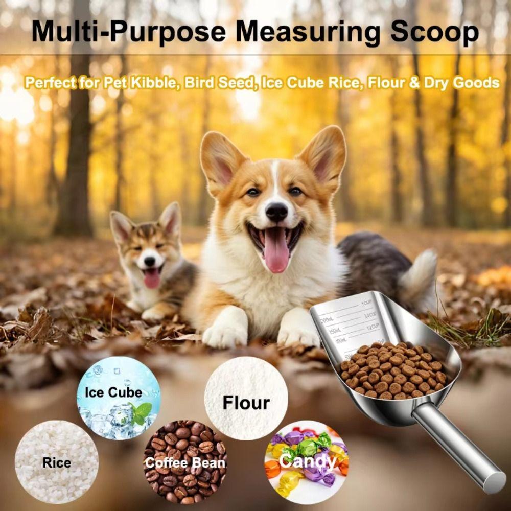 Stainless Steel Food Measuring Cup Ergonomic Handle Ice Scoop High-Quality Pet Food Scoop Candy