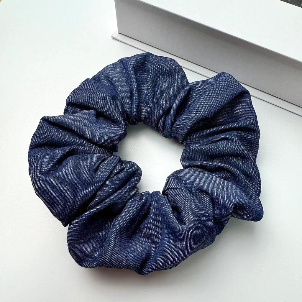 Large Denim Double Layered Hair Scrunchies With Lace for Girls and Women Elastic  Hair Bands Nordic Style Hair Accessories